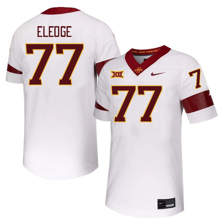 Men #77 Easton Eledge Iowa State Cyclones College Football Jerseys Stitched-White